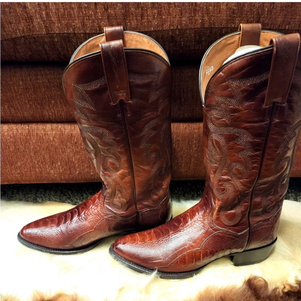 Dan Post Men’s Exotic Ostrich Leg Western Boots – Size 9D